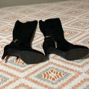 BCBG Roxanna Black Suede Stretch Boots